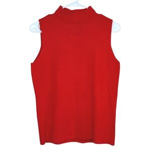 Nine West Red Sleeveless Mock Neck Knit Sweater Top Women Sz M‎ Bold Layers